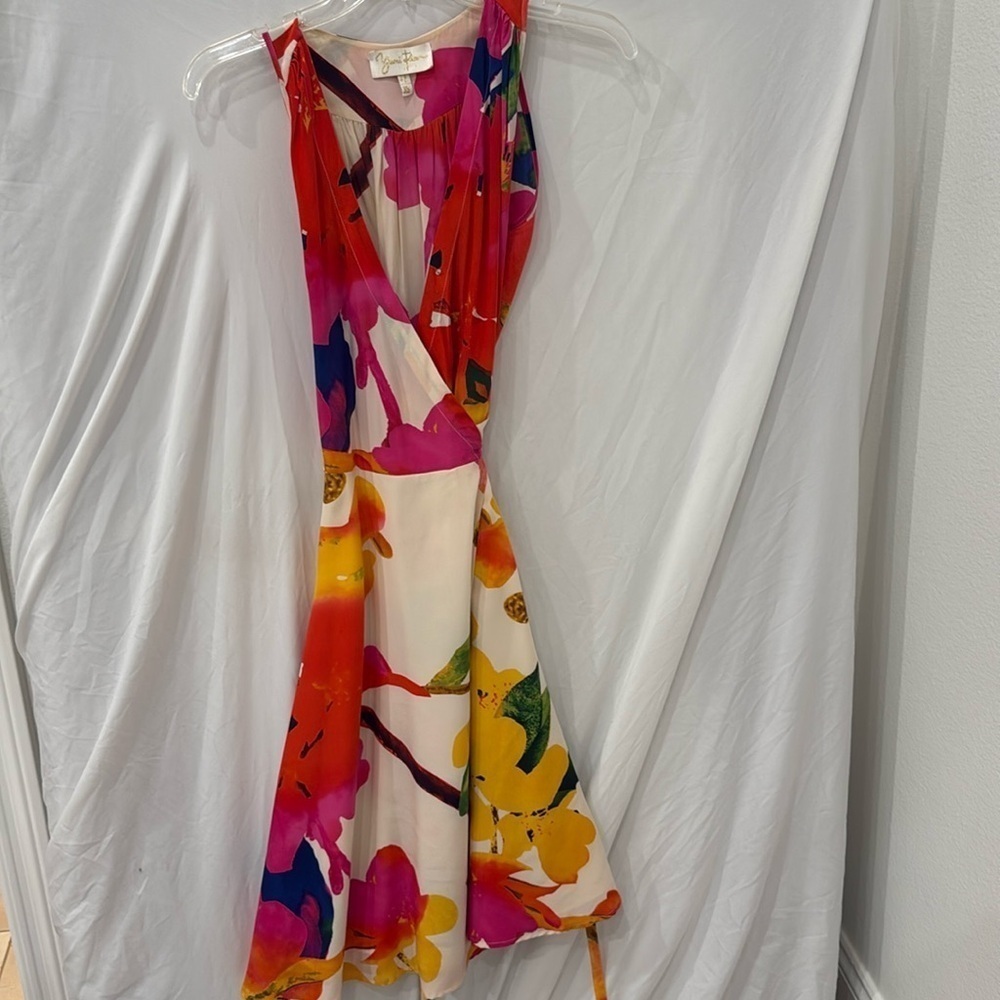 Yumi Kim Anthropologie Floral Silk A Line Midi Dress size XS